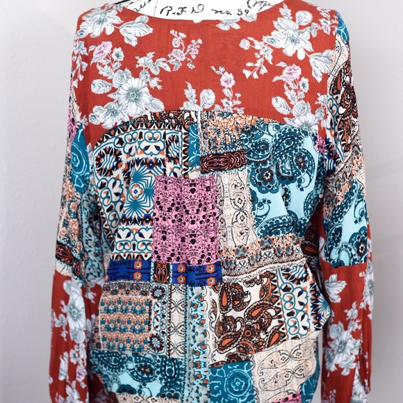 UMGEE Boho LS Floral Patchwork Top / SIZE SMALL - Picture 6 of 10